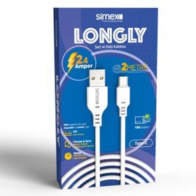 Simex Type C Spk-08 2 mt Longly Beyaz Data Kablosu