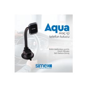 Simex Vantuzlu Miknatisli ST-202 Aqua Siyah Telefon Tutucu