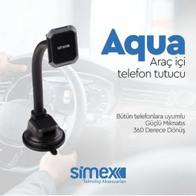 Simex Vantuzlu Miknatisli ST-202 Aqua Siyah Telefon Tutucu
