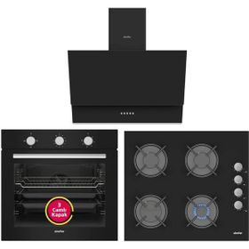 Simfer 8205 - 3500 - 8708 Siyah 3'lü Ankastre Set