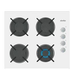 Simfer T3507 4G 60 cm Beyaz Cam Ankastre Doğalgaz Ocak