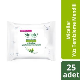 Simple 25 Adet Micellar Yüz Temizleme Mendili