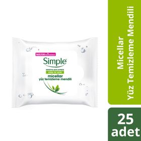 Simple 25 Adet Micellar Yüz Temizleme Mendili