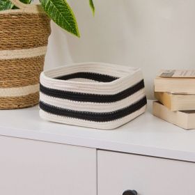 Simple Living Elegant Curves 20x20x10 cm Siyah Beyaz Dekoratif Sepet