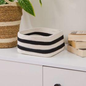 Simple Living Elegant Curves 20x20x10 cm Siyah Beyaz Dekoratif Sepet