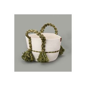 Simple Living Green Culture 25x21 cm Krem Yeşil Dekoratif Sepet