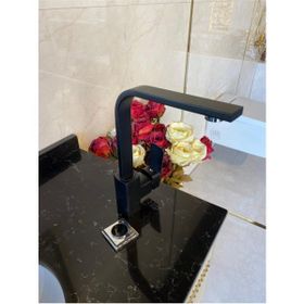 Şimşek Mat Siyah Döner Borulu Lavabo Bataryası