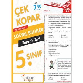 Sınav 5. Sınıf Sosyal Bilgiler Çek Kopar Yaprak Test - kollektif
