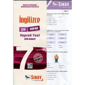 Sınav Yayınları 7. Sınıf İngilizce Yaprak Test