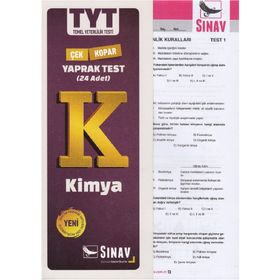 Sınav Yayınları TYT Kimya Çek Kopart Yaprak Test