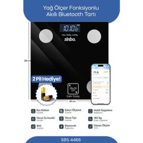 Sinbo SBS-4466 Siyah Yağ Ölçer Fonksiyonlu Akıllı Bluetooth Baskül