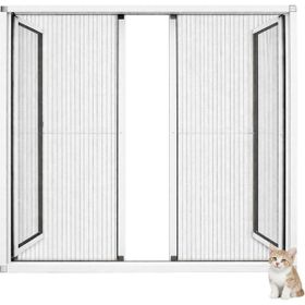 Sineklikstore 140x240 cm Çelik Beyaz Akordiyon Duble Kapı Kedi Sinekliği