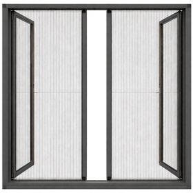 Sineklikstore Duble Akordiyon 140x240 cm Antrasit Gri Çelik Kapı Sinekliği
