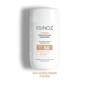 Sinoz Tinted Sıvı Yüz SPF 50+ 50 ml Yeni Nesil Güneş Filtreleri İle Hibrit Formül Güneş Kremi