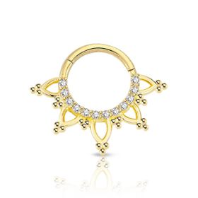 Sıra Taşlı Top Top Altın Helix Piercing