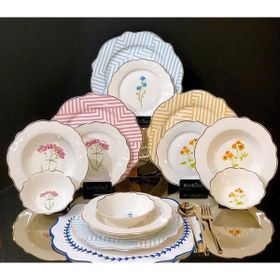 Şirin Eşyalarım Flower Line 24 Parça 6 Kişilik Bone Porselen Yemek Takımı