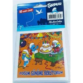 Şirinler 10'lu Doğum Günü Kart Zarf