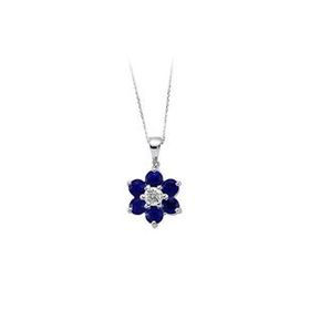 Sirius 0701P0026 Safir ve Pırlanta Taşlı Papatya Kolye