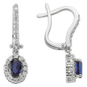 Sirius 0703E0005 Oval Safir ve Pırlanta Taşlı Menekşe Küpe