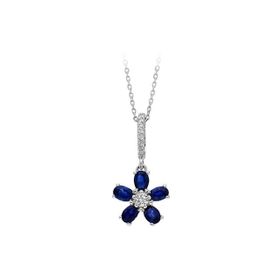 Sirius 0703P0006 Oval Safir ve Pırlanta Taşlı Menekşe Kolye