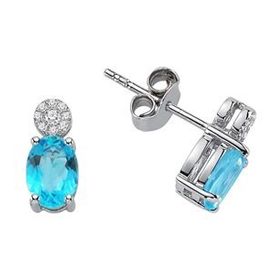 Sirius 0704E0087 Pırlanta ve Oval Mavi Topaz Taşlı Küpe