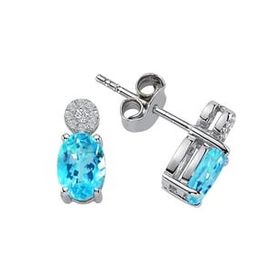 Sirius 0704E0087 Pırlanta ve Oval Mavi Topaz Taşlı Küpe