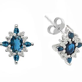 Sirius 0704E0160 Pırlanta ve London Blue Topaz Taşlı Mai Küpe