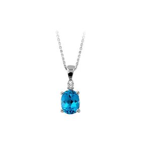 Sirius 0704P0020 Mavi Topaz ve Pırlanta Taşlı Kolye