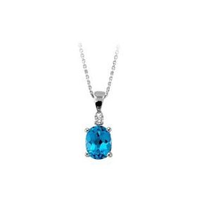Sirius 0704P0020 Mavi Topaz ve Pırlanta Taşlı Kolye