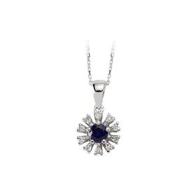 Sirius 0704P0049 Safir ve Pırlanta Taşlı Kolye