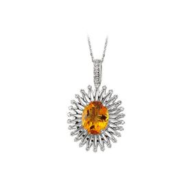 Sirius 0704P0055 Oval Sitrin Taşlı Pırlanta Kolye