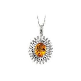 Sirius 0704P0055 Oval Sitrin Taşlı Pırlanta Kolye