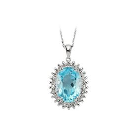 Sirius 0704P0057 Oval Mavi Topaz Taşlı Pırlanta Anturaj Kolye
