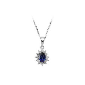 Sirius 0704P0067 Pırlanta ve Damla Safir Taşlı Anturaj Kolye