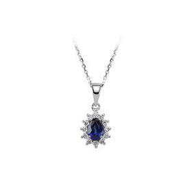 Sirius 0704P0067 Pırlanta ve Damla Safir Taşlı Anturaj Kolye