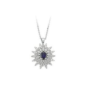 Sirius 0704P0097 Pırlanta ve Oval Safir Taşlı Anturaj Kolye