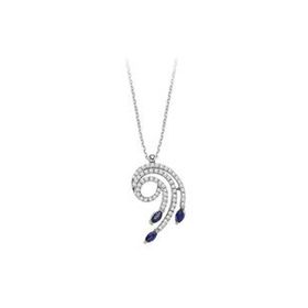 Sirius 0704P0104 Pırlanta ve Markiz Kesim Safir Sarmal Kolye