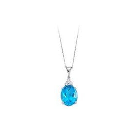 Sirius 0704P0108 Pırlanta ve Oval Mavi Topaz Taşlı Kolye