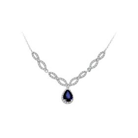 Sirius 0704P0109 Pırlanta ve Damla Safir Taşlı Anturaj Kolye