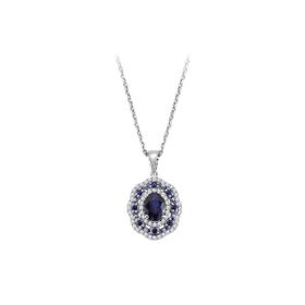Sirius 0704P0130 Pırlanta ve Safir Taşlı Çiçek Dürbünü Kolye