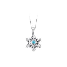 Sirius 0704P0133 Pırlanta ve Mavi Topaz Taşlı Kar Tanesi Kolye
