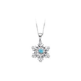 Sirius 0704P0133 Pırlanta ve Mavi Topaz Taşlı Kar Tanesi Kolye