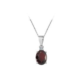 Sirius 0704P0140 Pırlanta ve Oval Garnet Taşlı Kolye