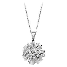 Sirius 0704P0149 Pırlanta Taşlı Çiçeksi Kolye