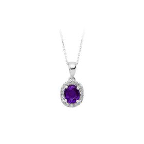 Sirius 0705P0013 Pırlanta ve Oval Ametist Taşlı Kolye
