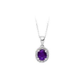 Sirius 0705P0013 Pırlanta ve Oval Ametist Taşlı Kolye