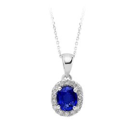 Sirius 0705P0019 Pırlanta ve Oval Safir Taşlı Kolye