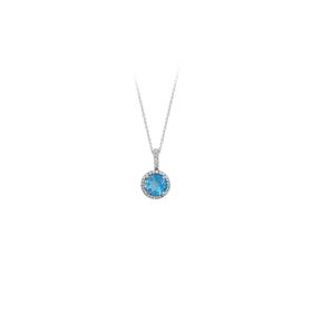 Sirius 0707P0037 Mavi Topaz ve Pırlanta Taşlı Kolye
