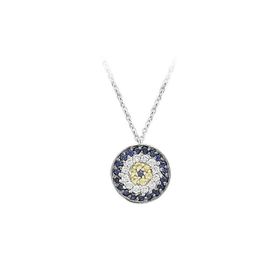 Sirius 0714P0015 Safir ve Pırlanta Taşlı Nazar Boncuklu Kolye