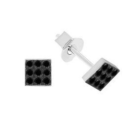 Sirius 0715E0050 Siyah Pırlanta Taşlı Modern Kare Küpe